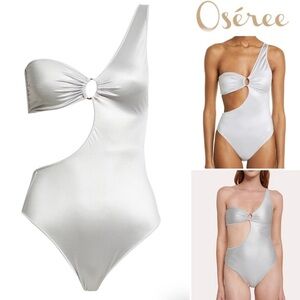 OSÉREE Glow one-shoulder swimsuit in Silver sz M 280$